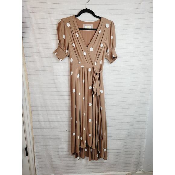 Anthropologie Bernice Polka Dot Wrap Dress, sz 0 - Picture 1 of 16